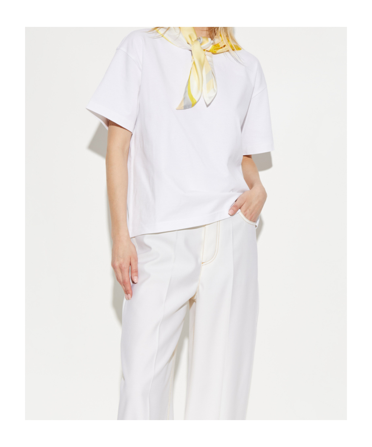 Bottega Veneta Women White T-shirt With Silk Scarf In White