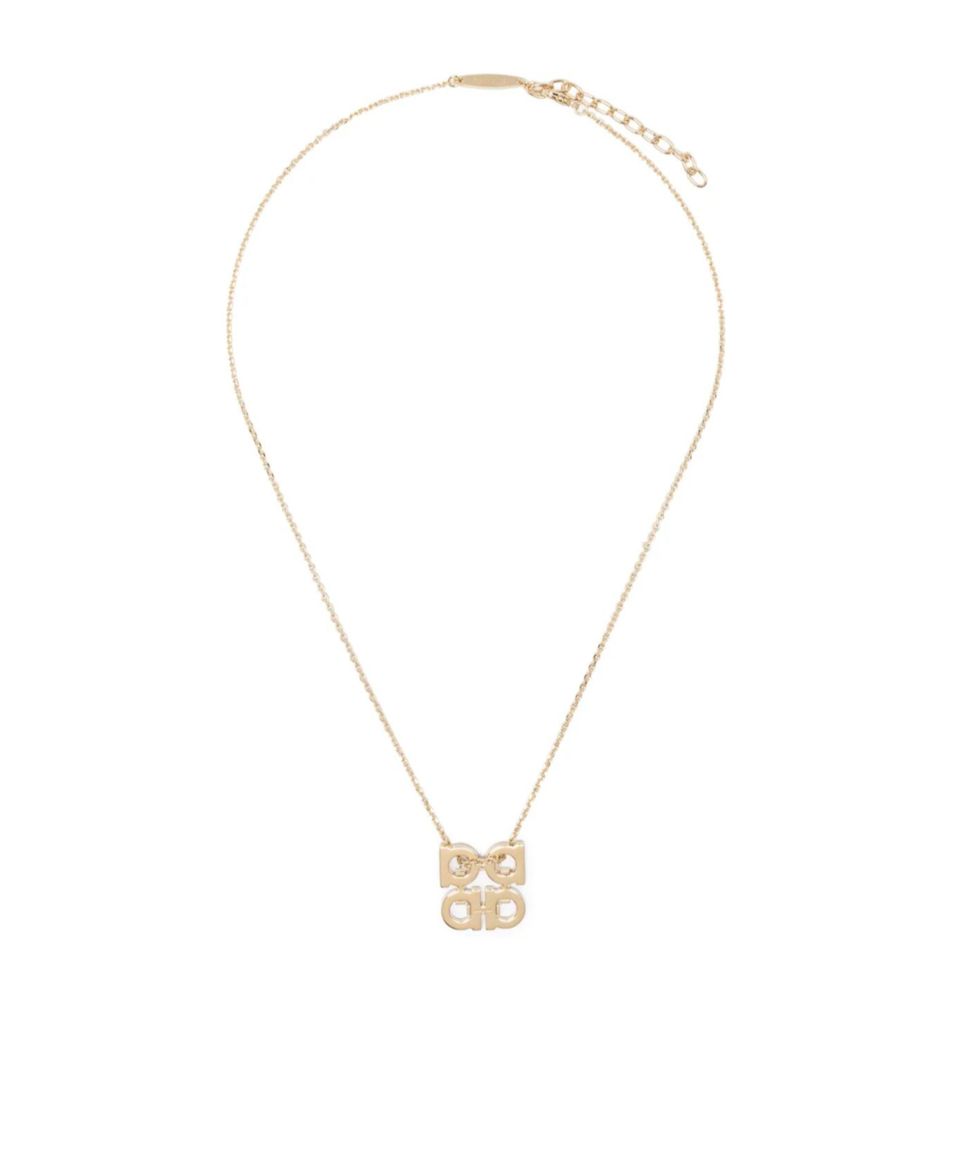 Ferragamo Crystal Embellished Four Gancini Pendant Necklace