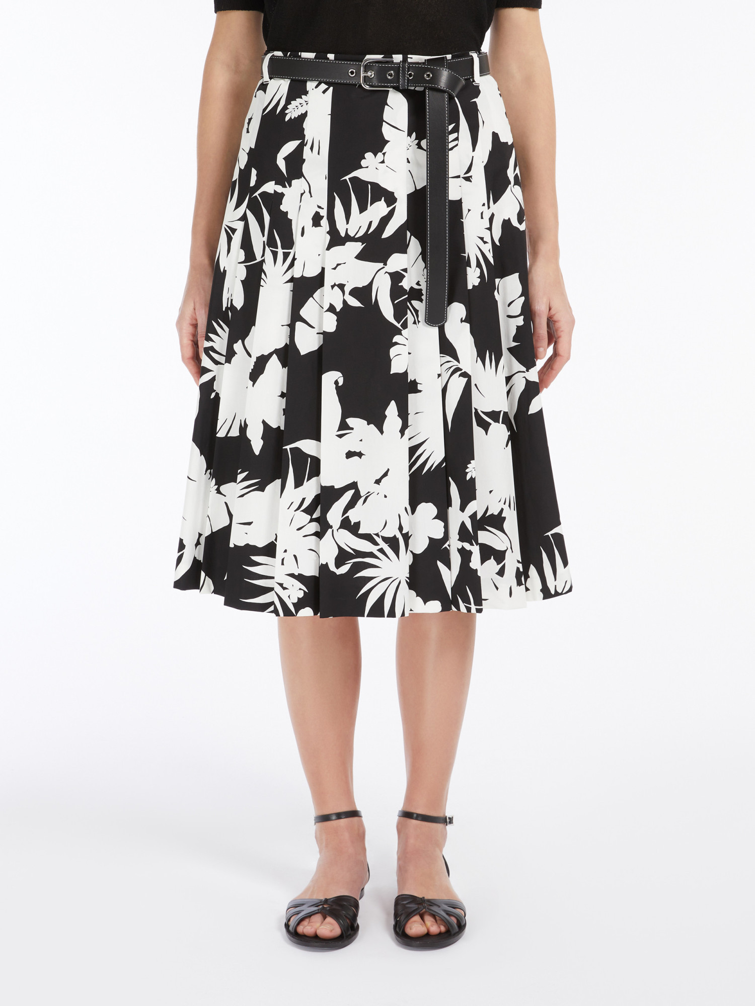 Max Mara Upe Pleated In Printed Popeline In Black