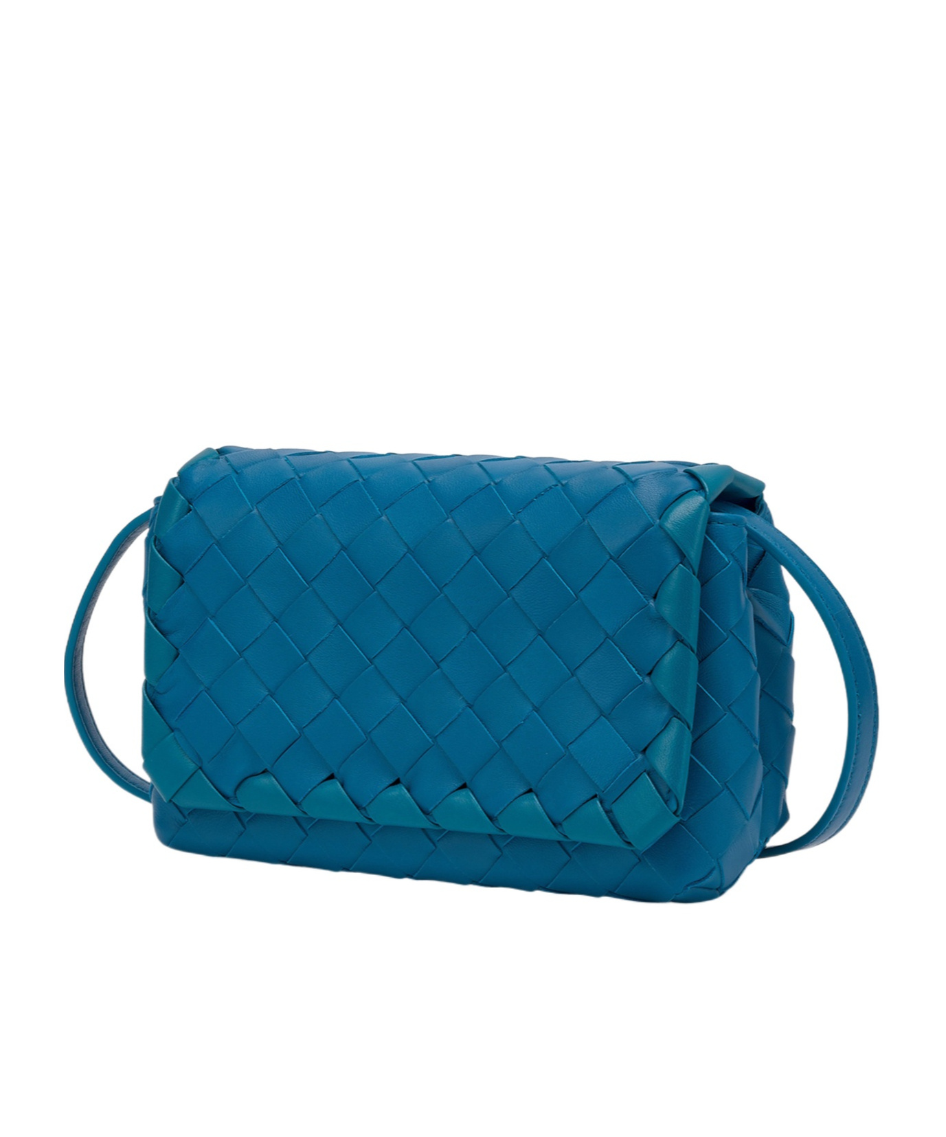 Bottega Veneta Mini Knitted Shoulder Bag In Blue