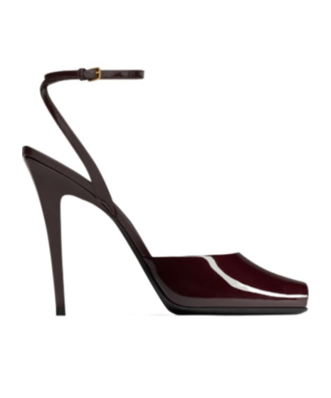 SAINT LAURENT LA SCANDALE SANDALS IN PATENT LEATHER 