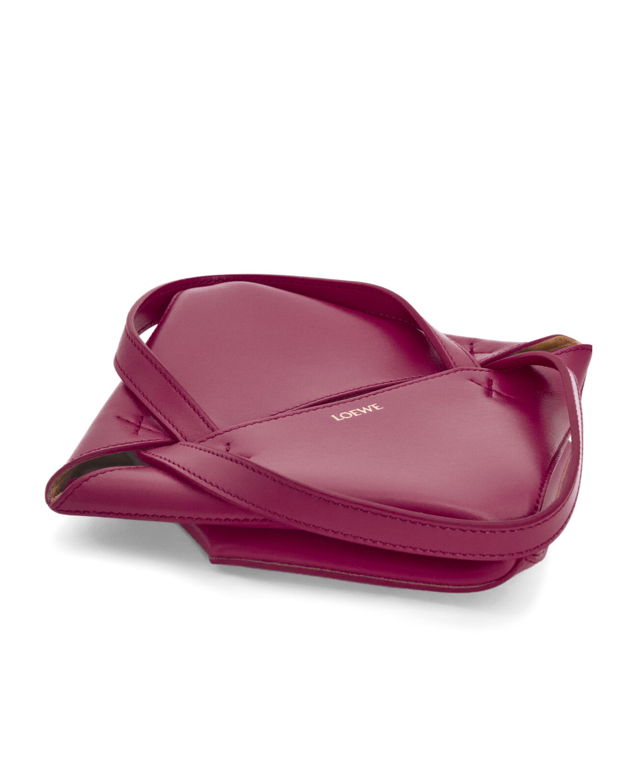 Loewe Mini Leather Puzzle Fold Tote Bag In Red