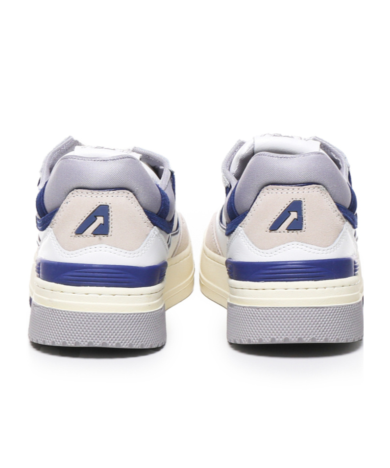 Autry White Low Top Sneakers With Blue Details And Logo Patch In White