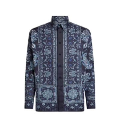 Etro Long Sleeve Button-down Paisley Print Shirt In Blue