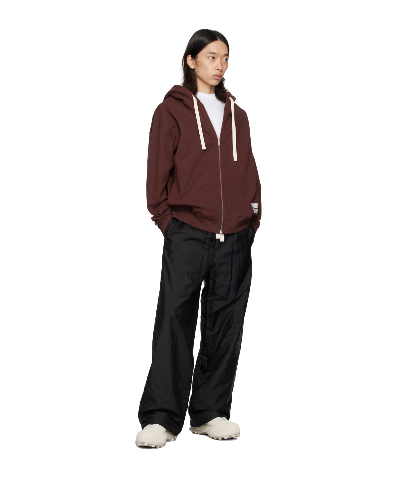 Jil Sander Drawstring Lacing Casual Pants In Black