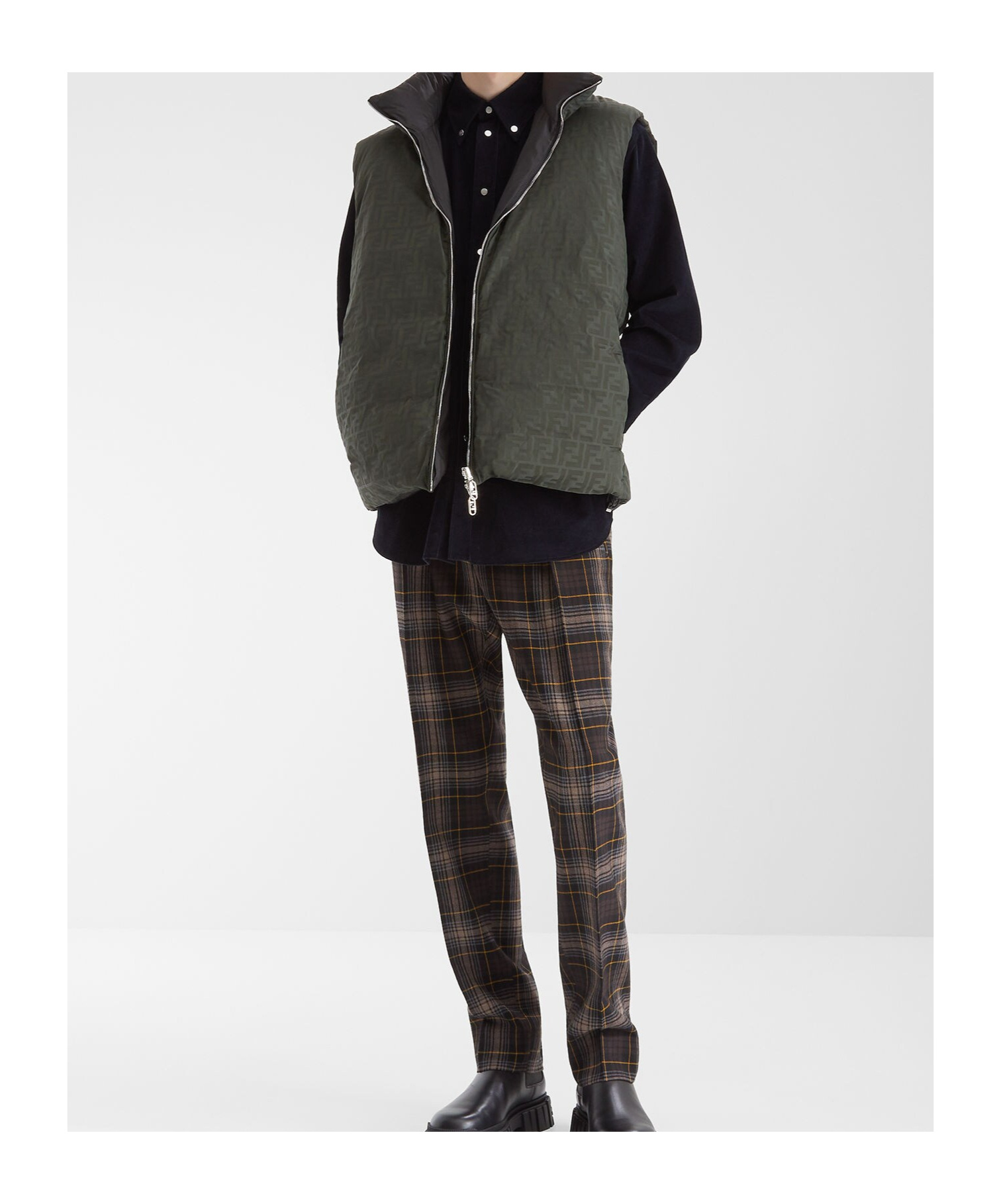 FENDI GREEN FF NYLON GILET