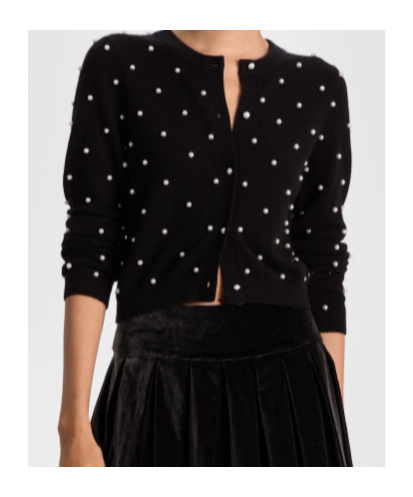 Alice And Olivia Embellished Cardigan In Black