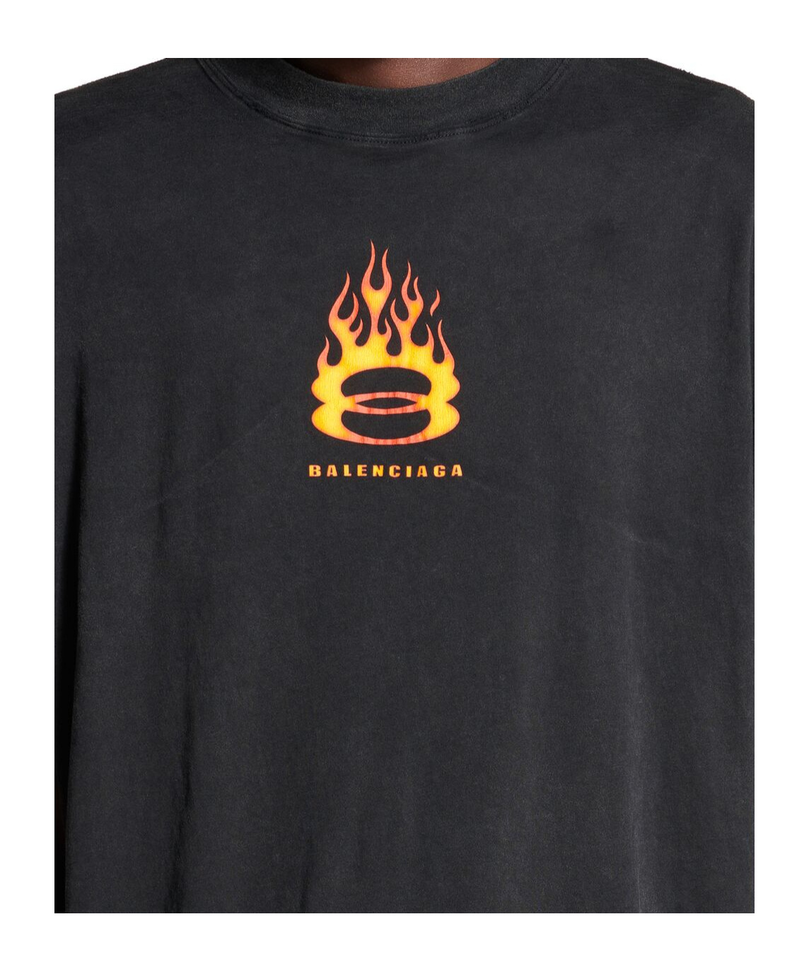 Balenciaga Men's Burning Unity Oversized T-shirt In Black