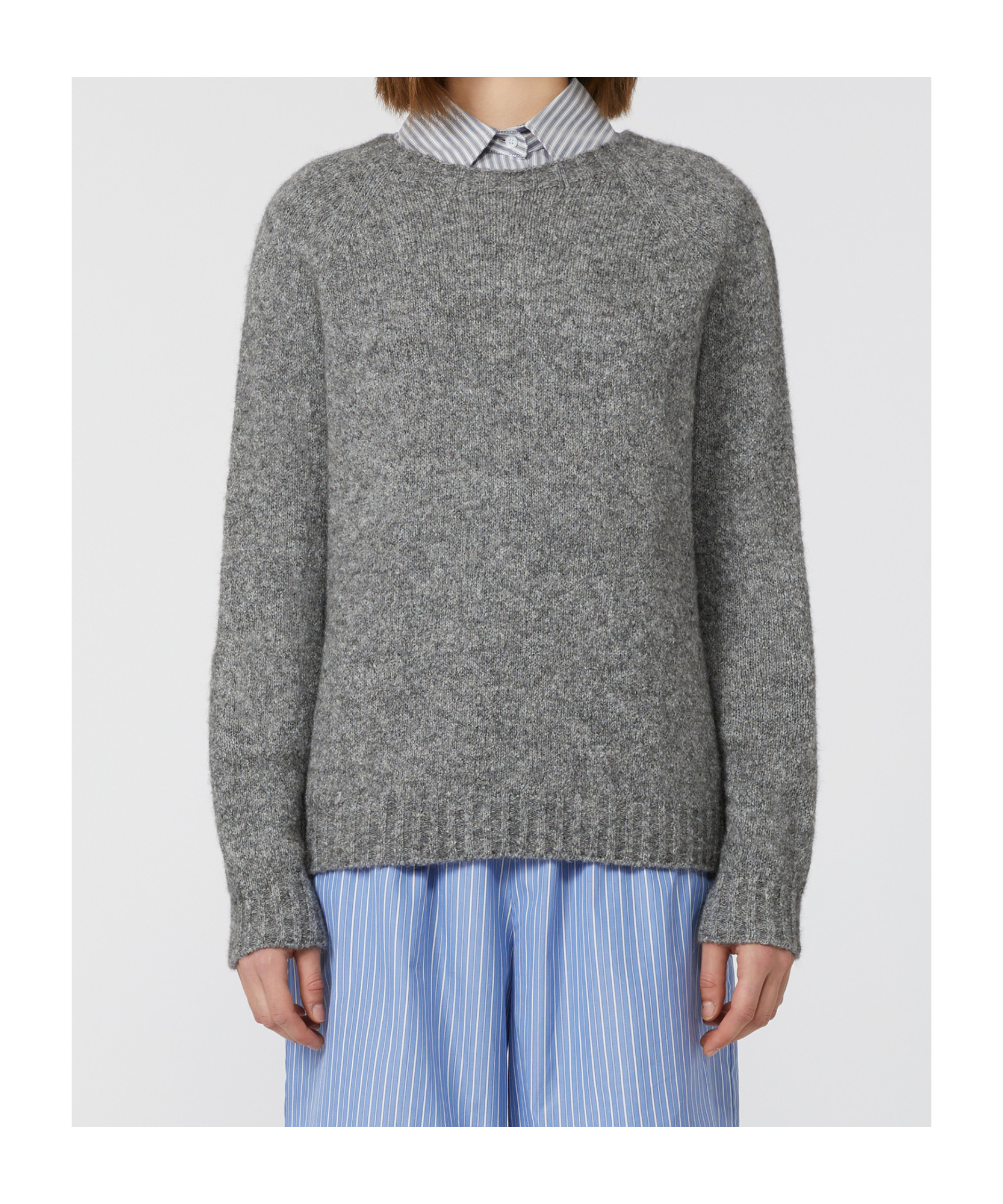 Weekend Max Mara Raglan-sleeve Ribbed-hem Jumper In Gray