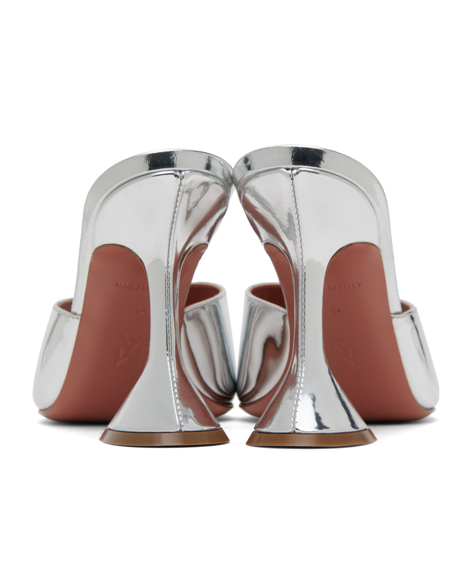 Amina Muaddi Ssense Exclusive Silver Lupita Slipper 95 Heeled Sandals In Gray