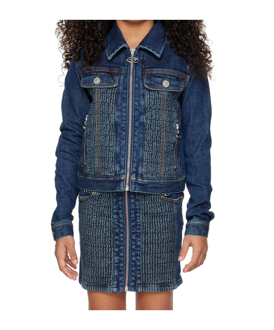 Diesel Long-sleeved Zip-up Denim Jacket In Blue