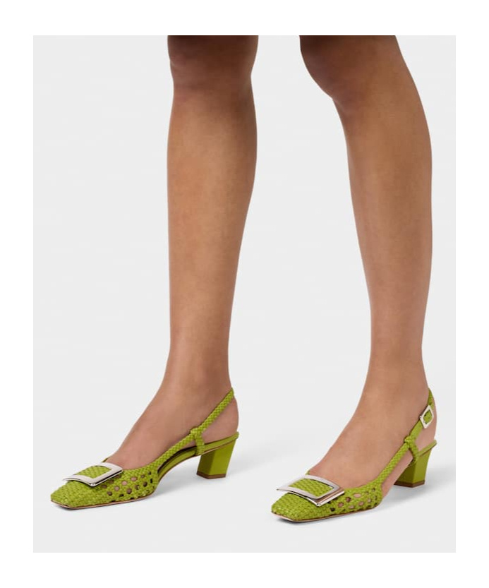 Roger Vivier Belle Vivier Slingback Pumps In Leather In Green