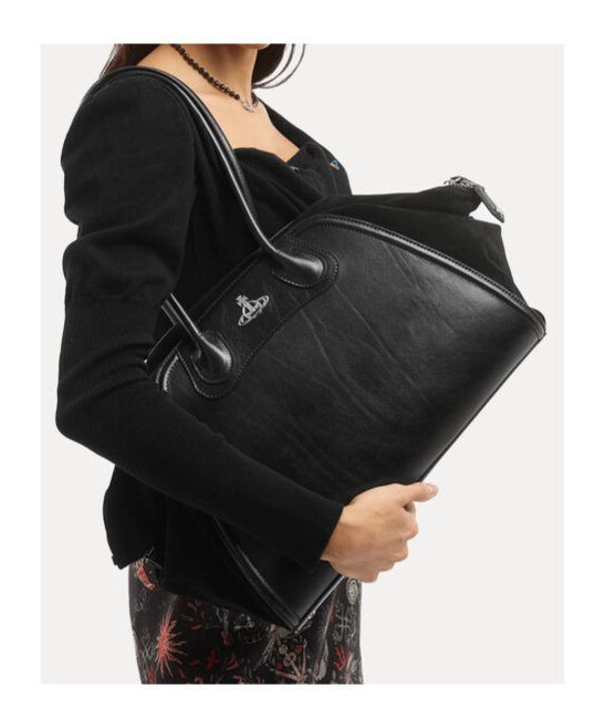 Vivienne Westwood Medium Shirley Curved Top-handle Tote Bag In Black