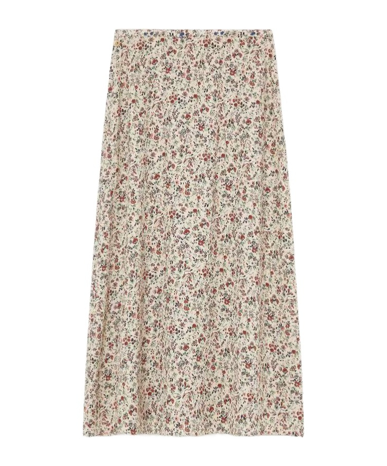 Loro Piana Simona Floral-print Silk Twill Midi Skirt In Brown