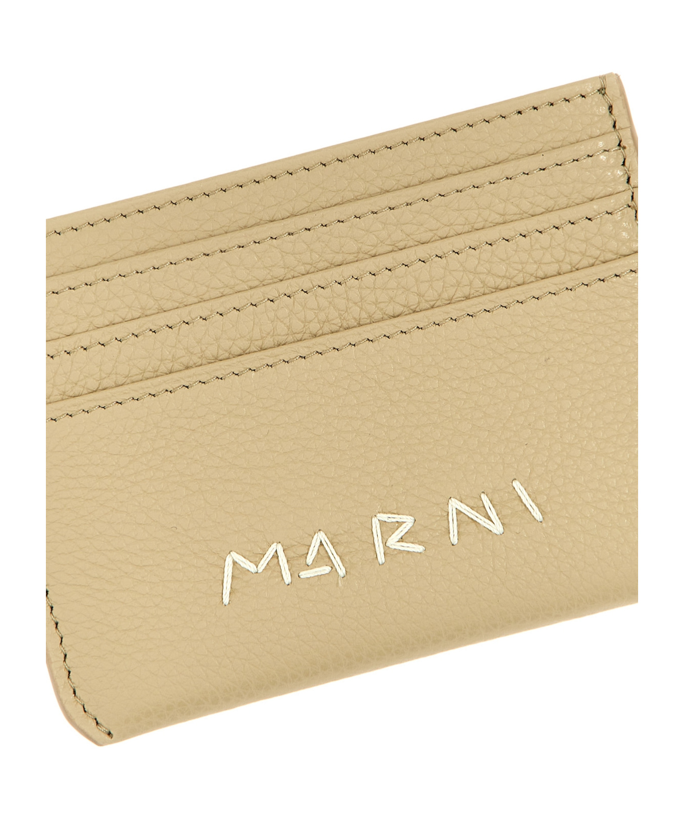Marni Logo Detailed Card Case In Nude