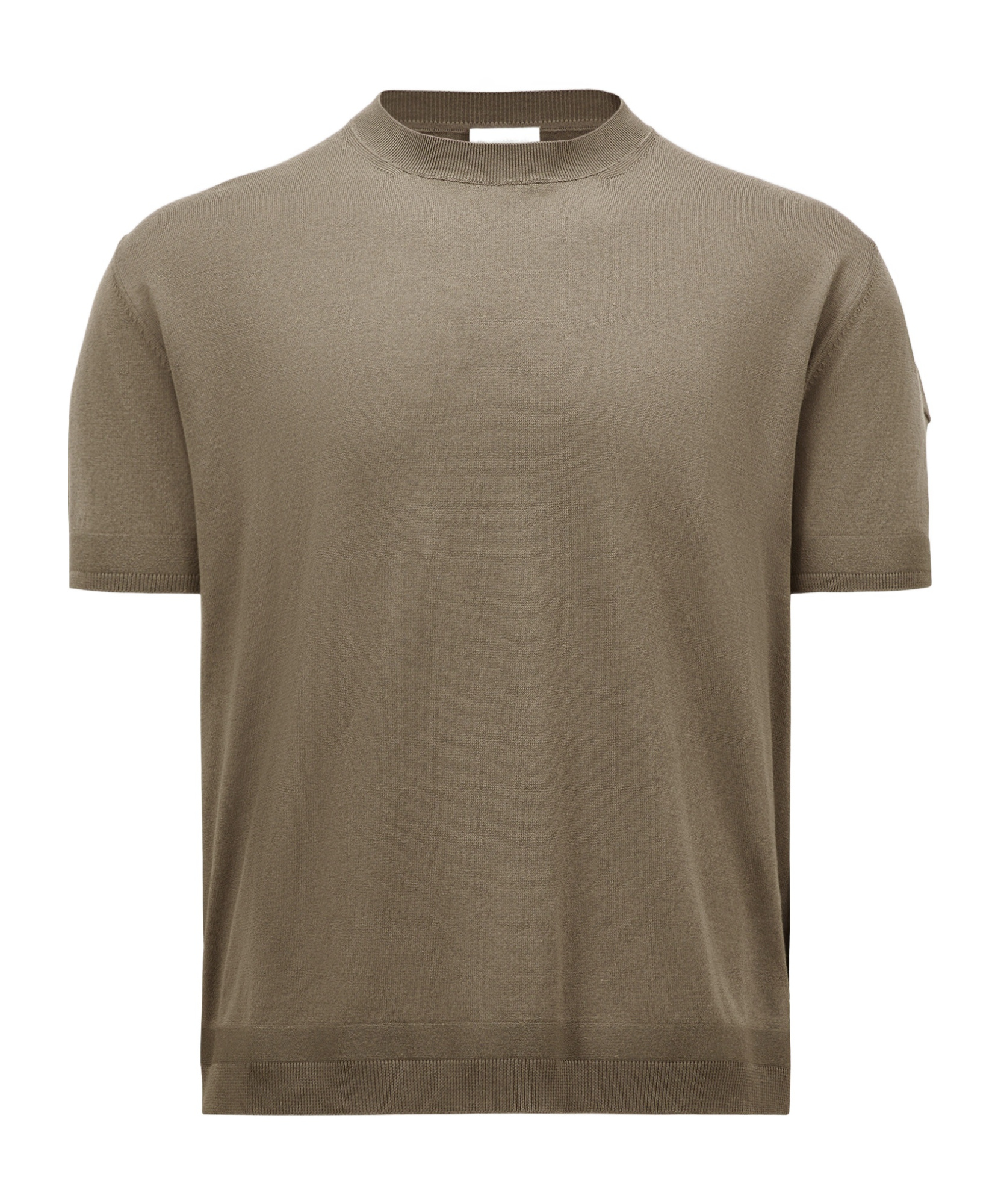 Moncler Crew Neck Silk Blend Sweater In Taupe