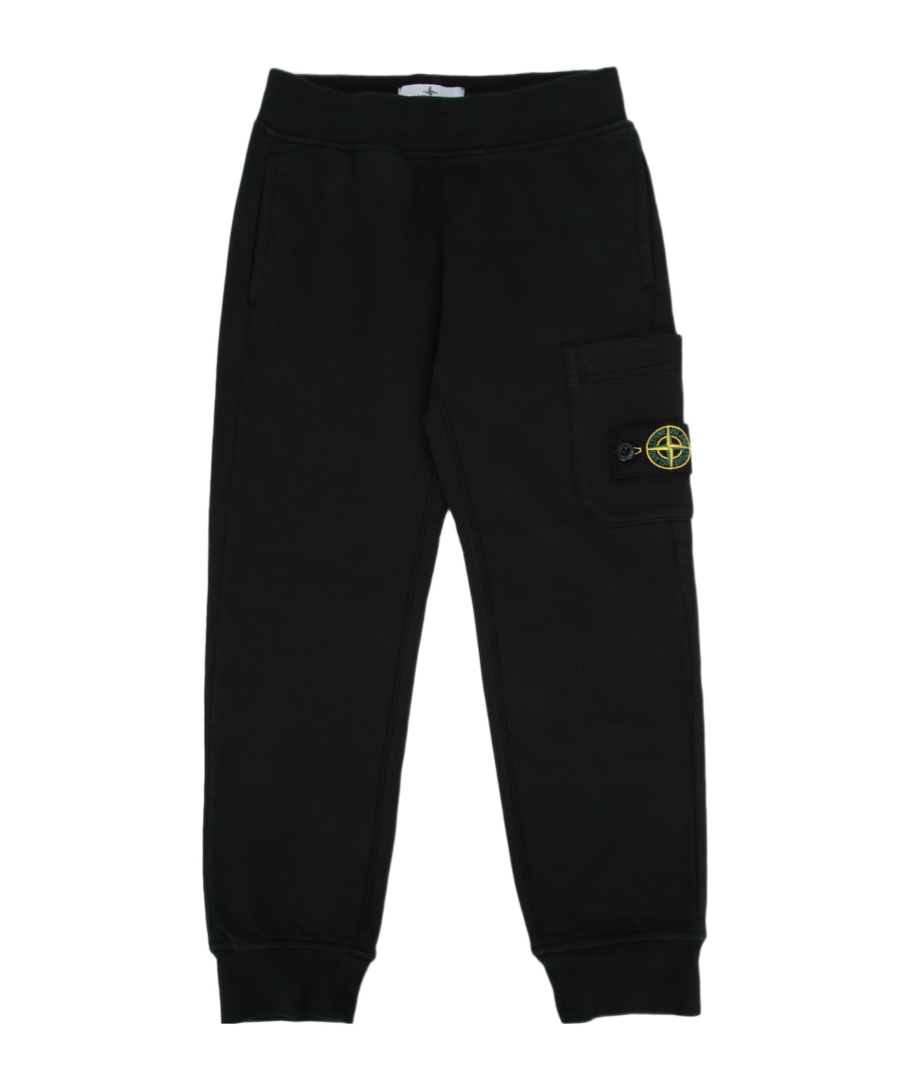 Stone Island Elastic Waist Track Pants In Black