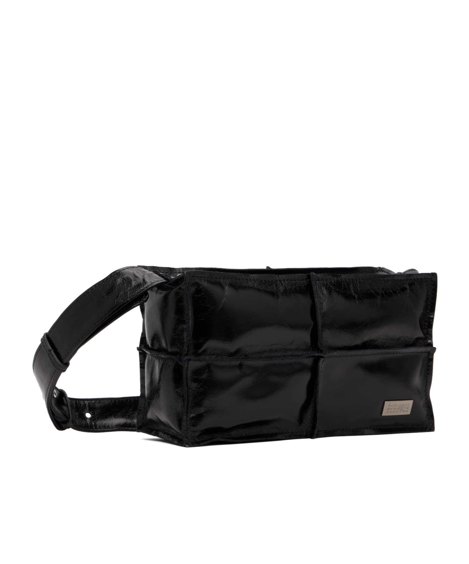 Mm6 Maison Margiela Mini Panelled Leather Crossbody Bag In Black