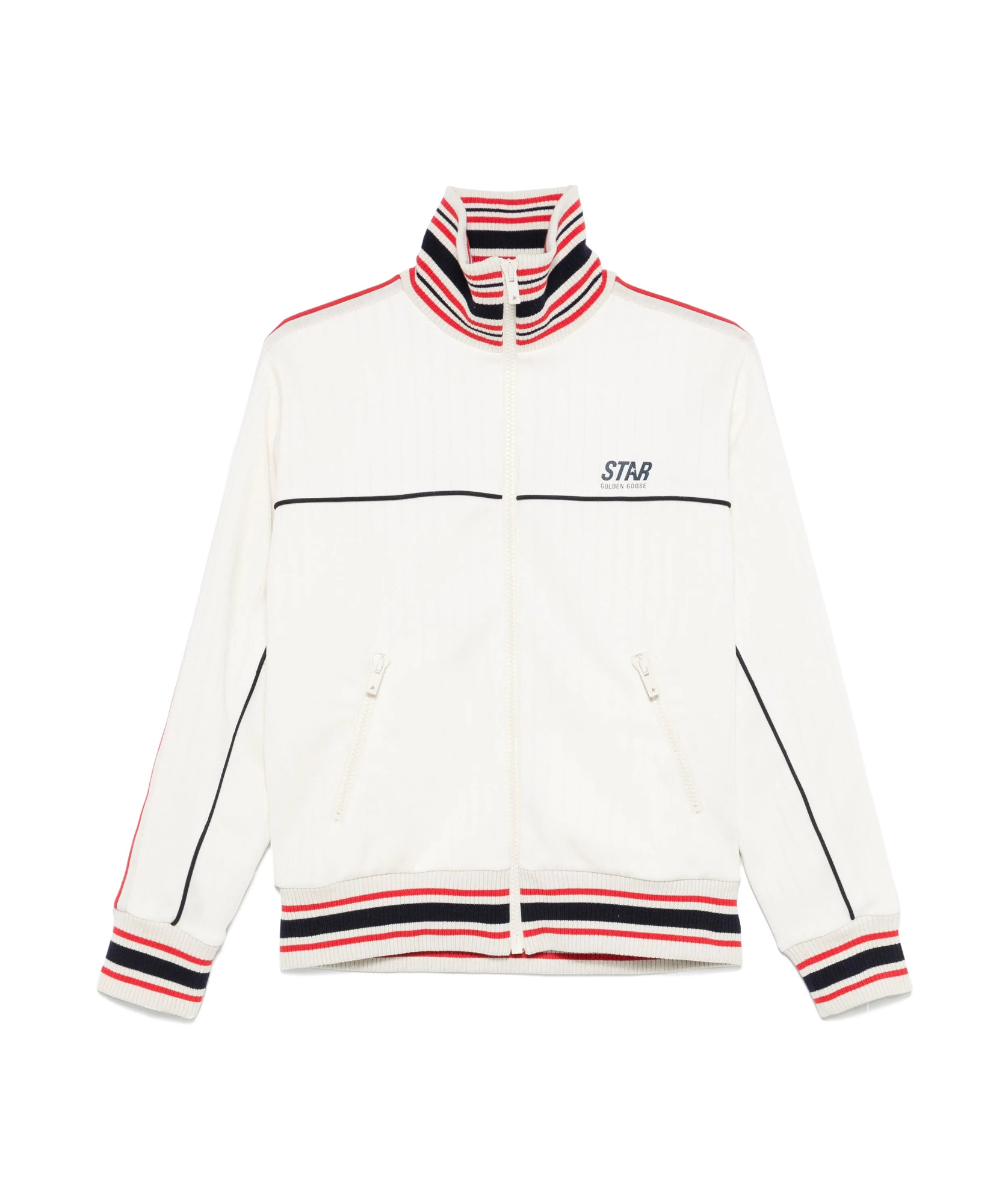 Golden Goose Track Sweatshirt With Contrasting Hem Edges In White