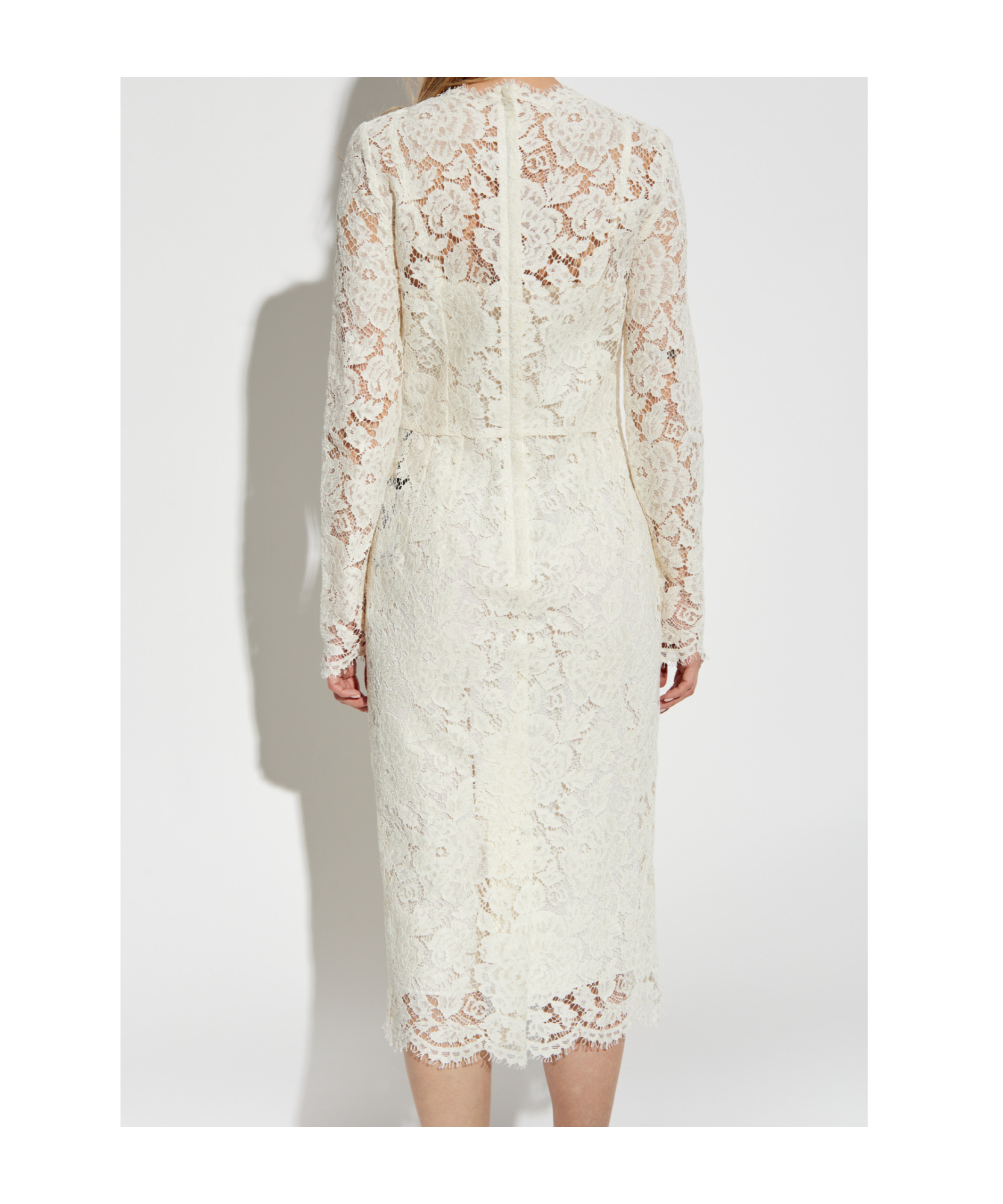 Dolce & Gabbana Floral-lace Midi Dress In White