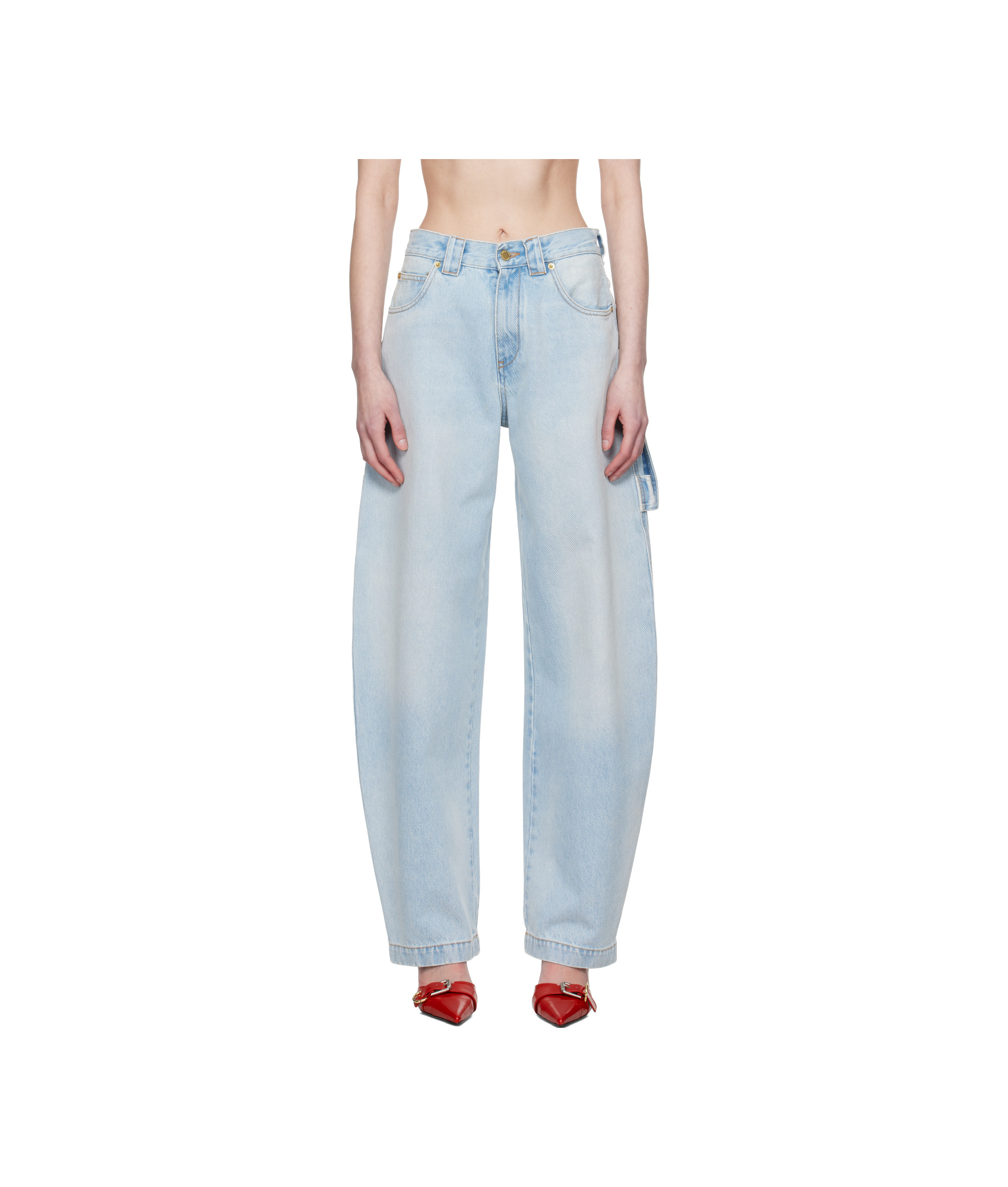 Shop Darkpark Blue Audrey Barrel Leg Carpenter Jeans In Multicolor