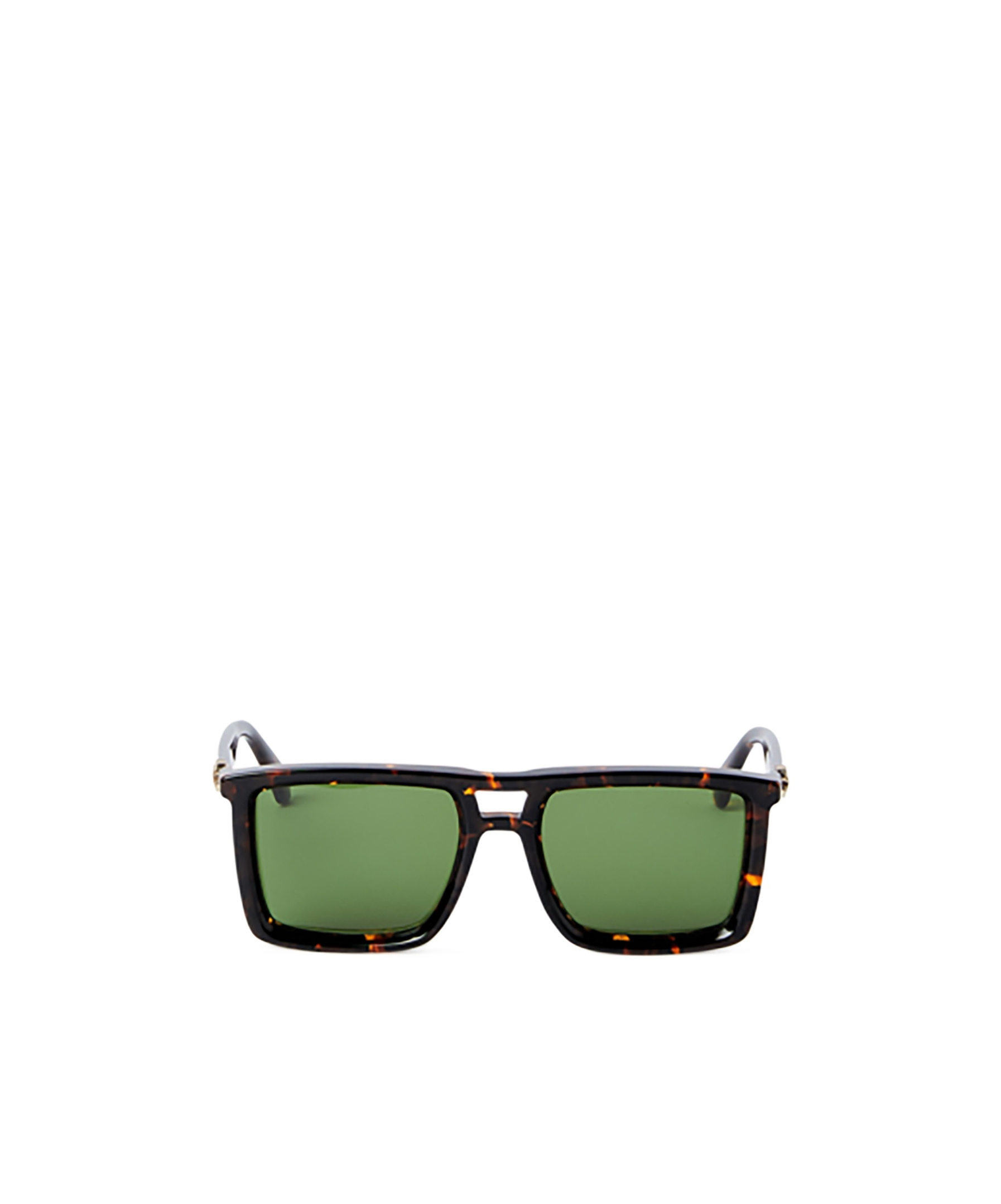 Off-white Bold Rectangular Acetate Sunglasses With Tortoiseshell Pattern In Green