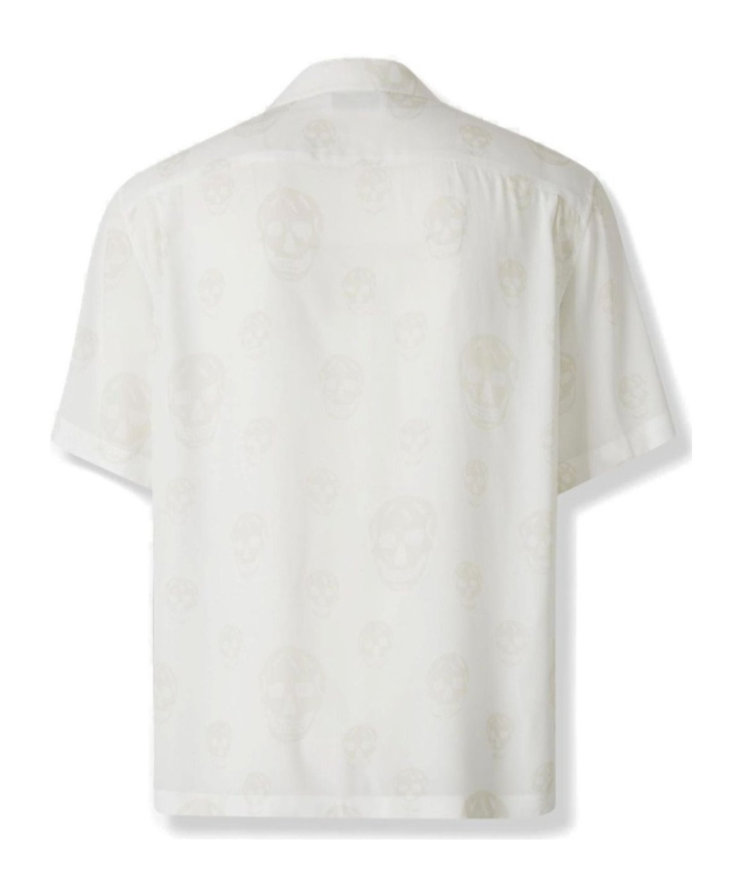Alexander Mcqueen Short Sleeved Skull Jacquard Shirt In White