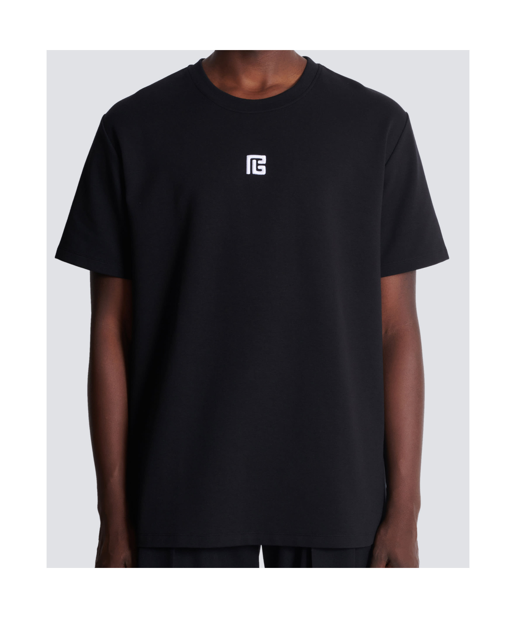 Balmain Black Crewneck T-shirt With Logo Print On The Front In Cotton Man In Black