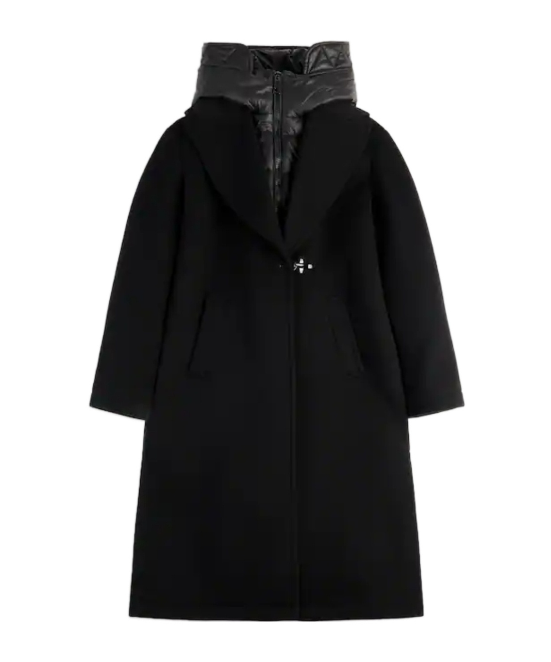 Fay Double Front Coat In Wool And Cashmere In Black