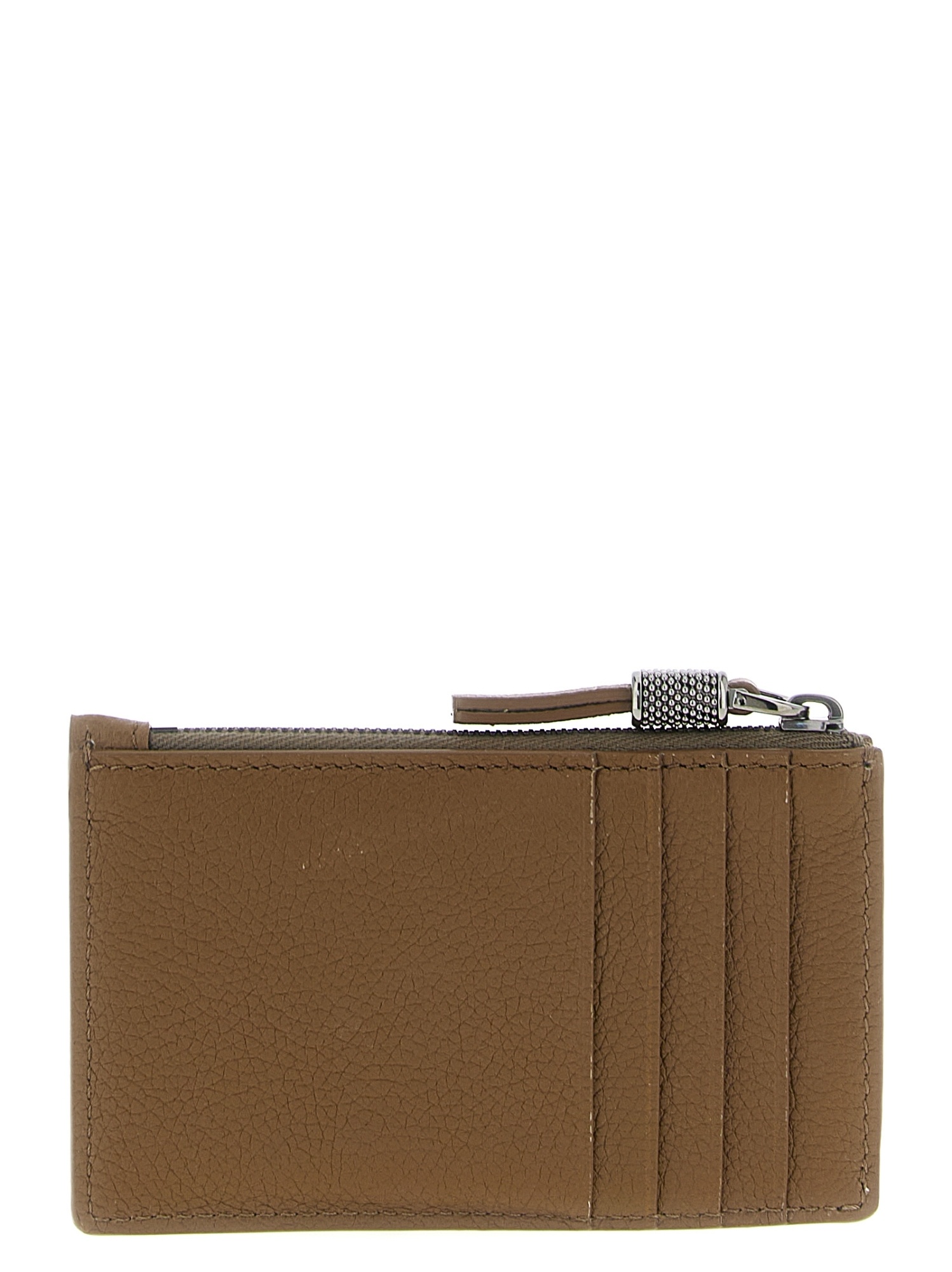 Brunello Cucinelli Zipper Card Holder In Brown