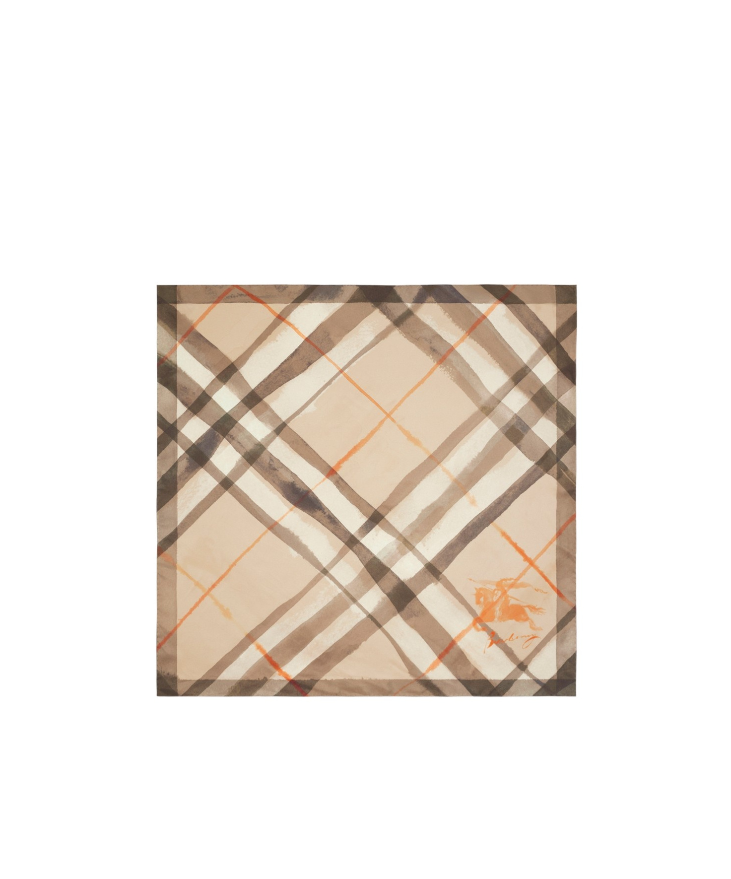 Burberry Checked Silk Scarf In Nude