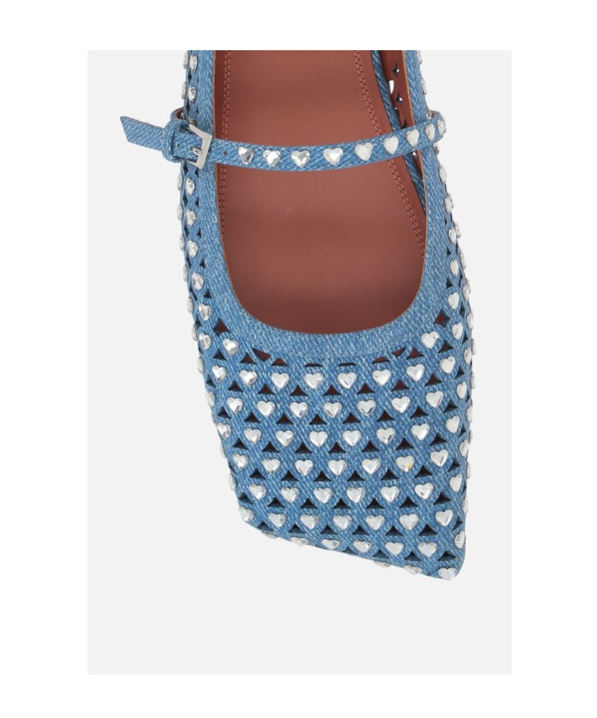 Shop Amina Muaddi Square-toed Ballet Shoes In Blue