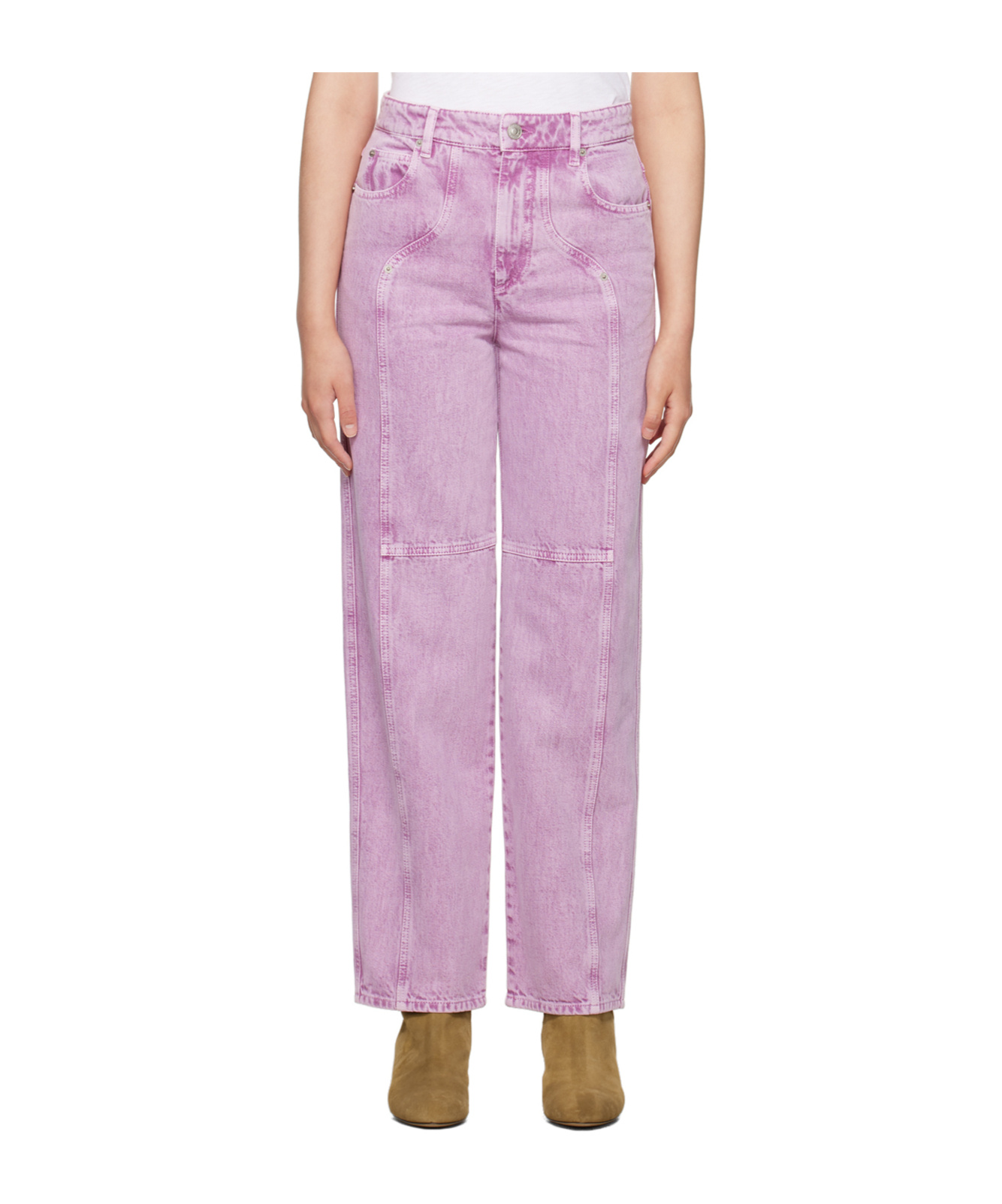 Shop Isabel Marant Étoile Straight-leg Cotton Jeans In Pink