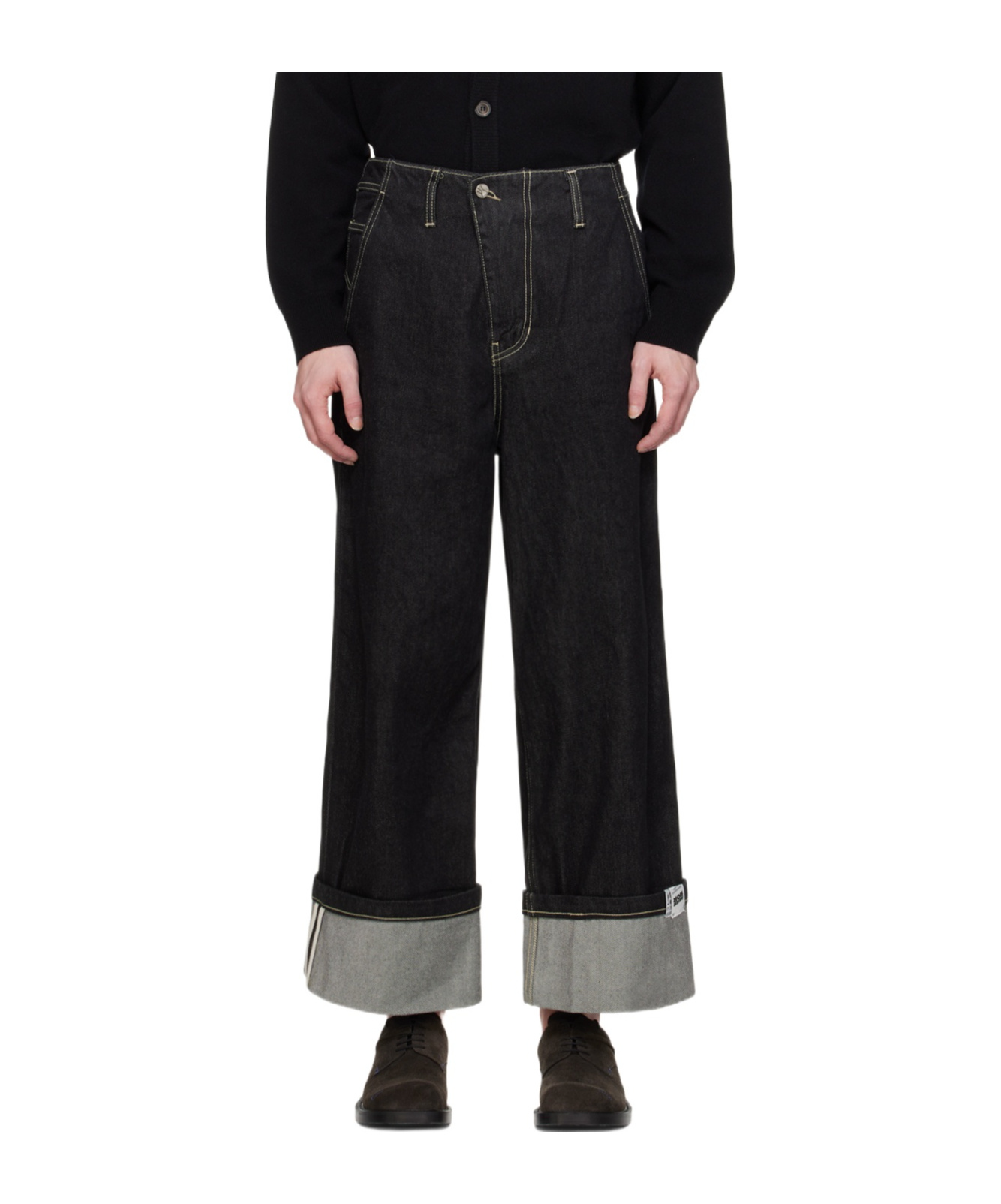 Ader Error Logo Belt Ring Jeans Pants In Black