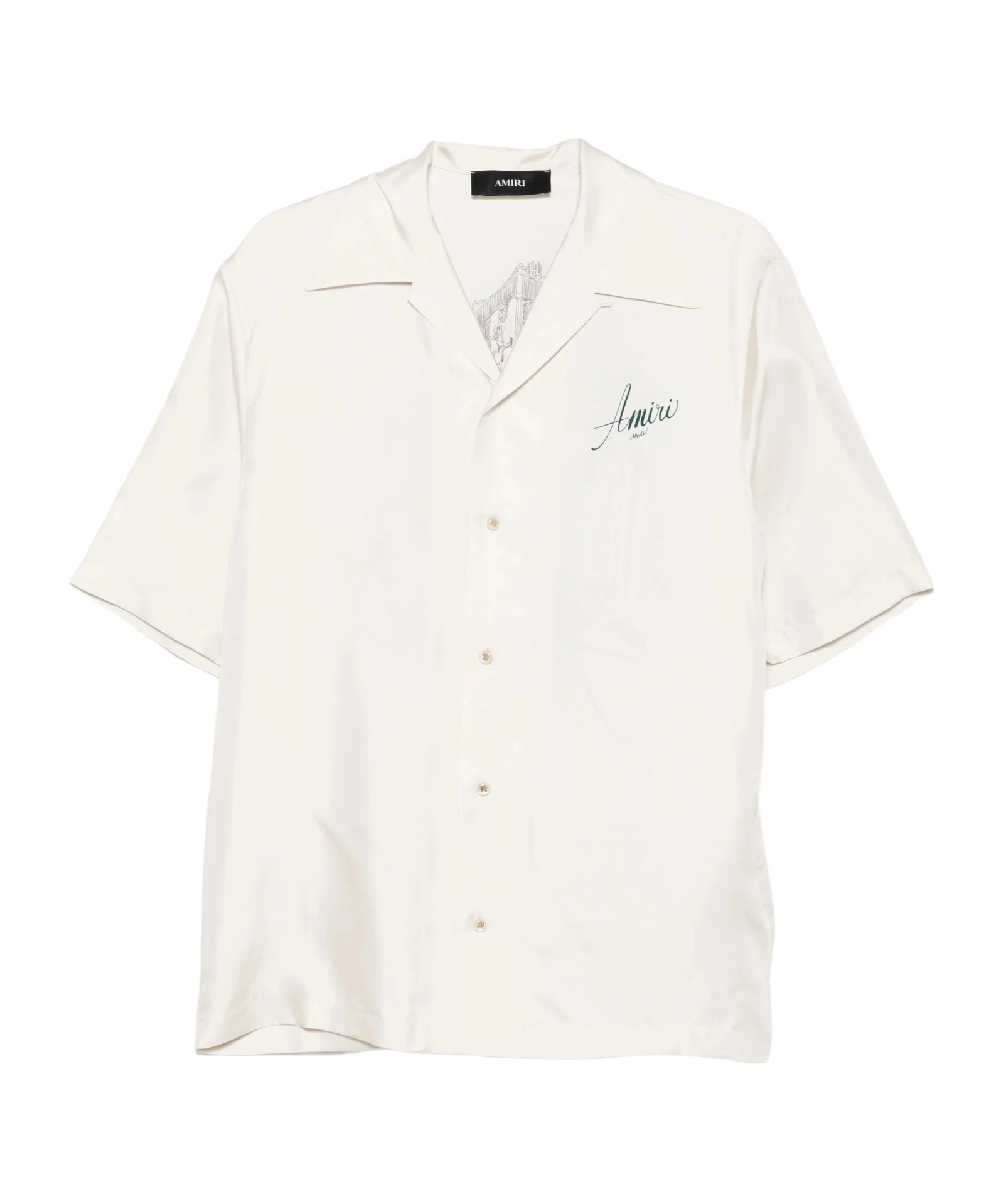 Amiri Convertible-collar Logo-print Silk-twill Shirt In Neutral