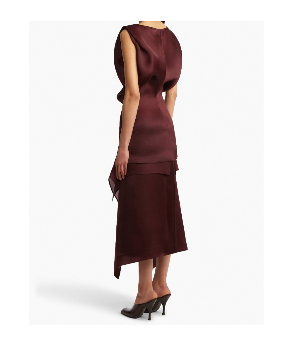 Khaite Toma Silk-organza Dress In Burgundy