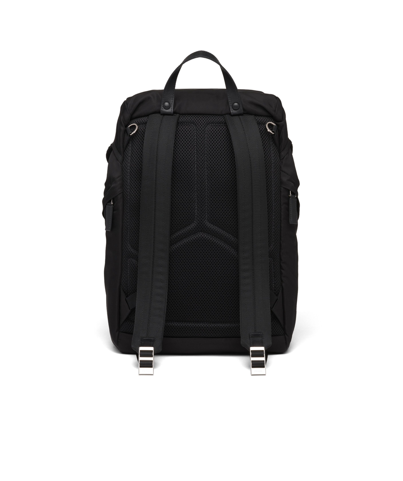 Prada Men's Re-nylon Backpack With Snap Fastener In Black