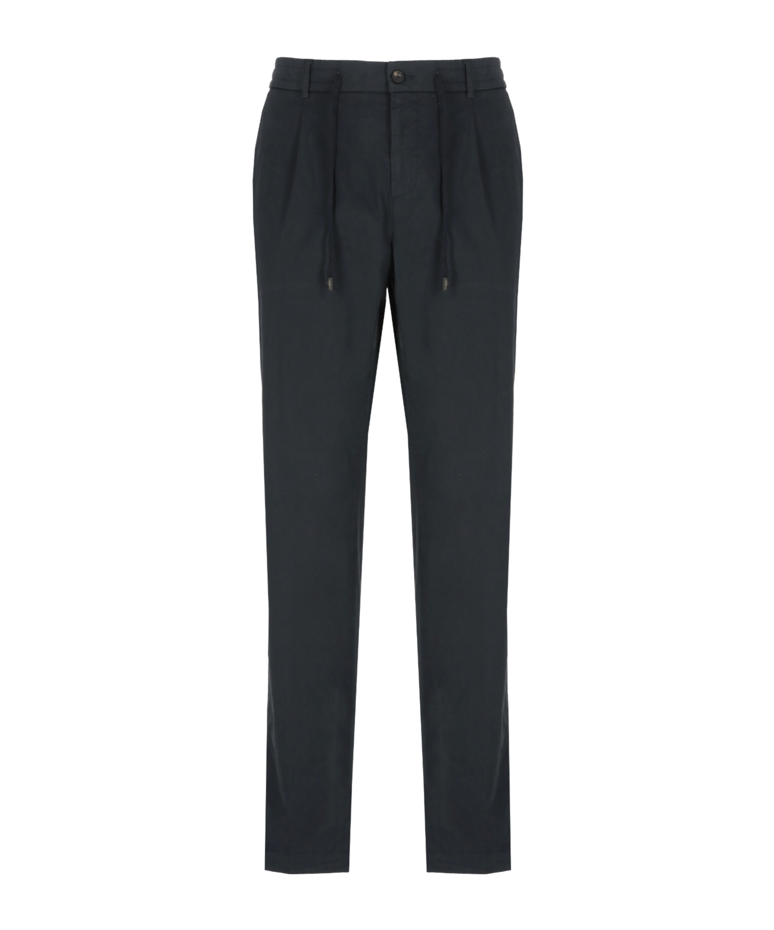 Peserico Straight Cotton Trousers Elastic Waist In Blue
