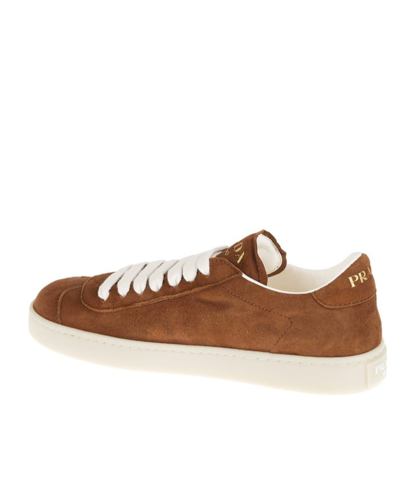 Prada Logo Low-cut Casual Shoes In Brown