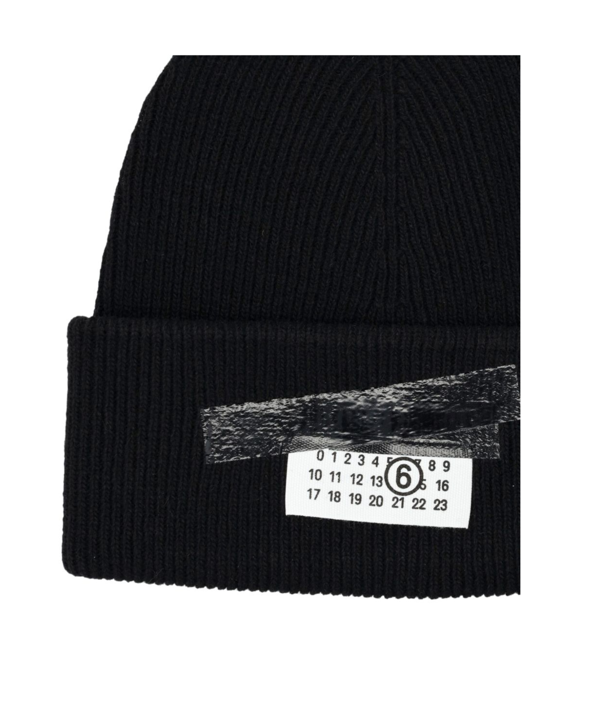Mm6 Maison Margiela Ribbed Tape Cotton Beanie In Black