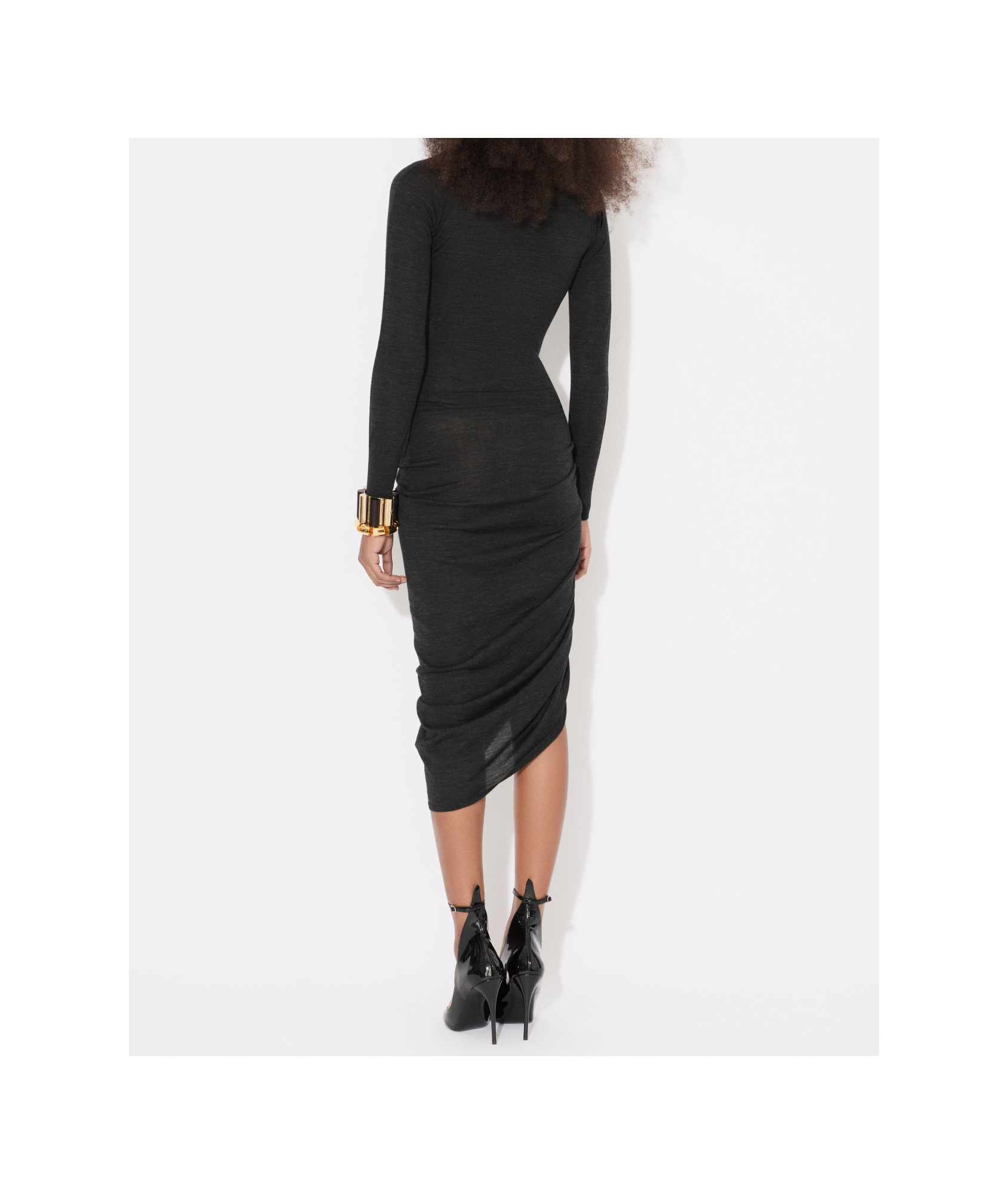 Shop Alaïa Wool High-neck Dress In Black