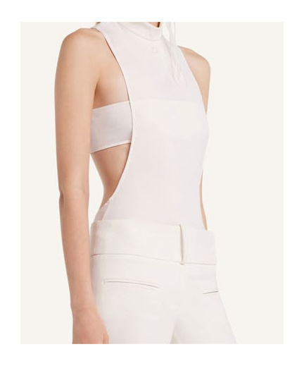 Courrèges Mock-neck Top In Natural Beige