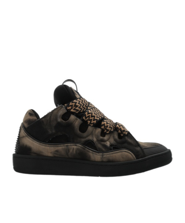 Lanvin Curb Washed Denim Sneakers In Black