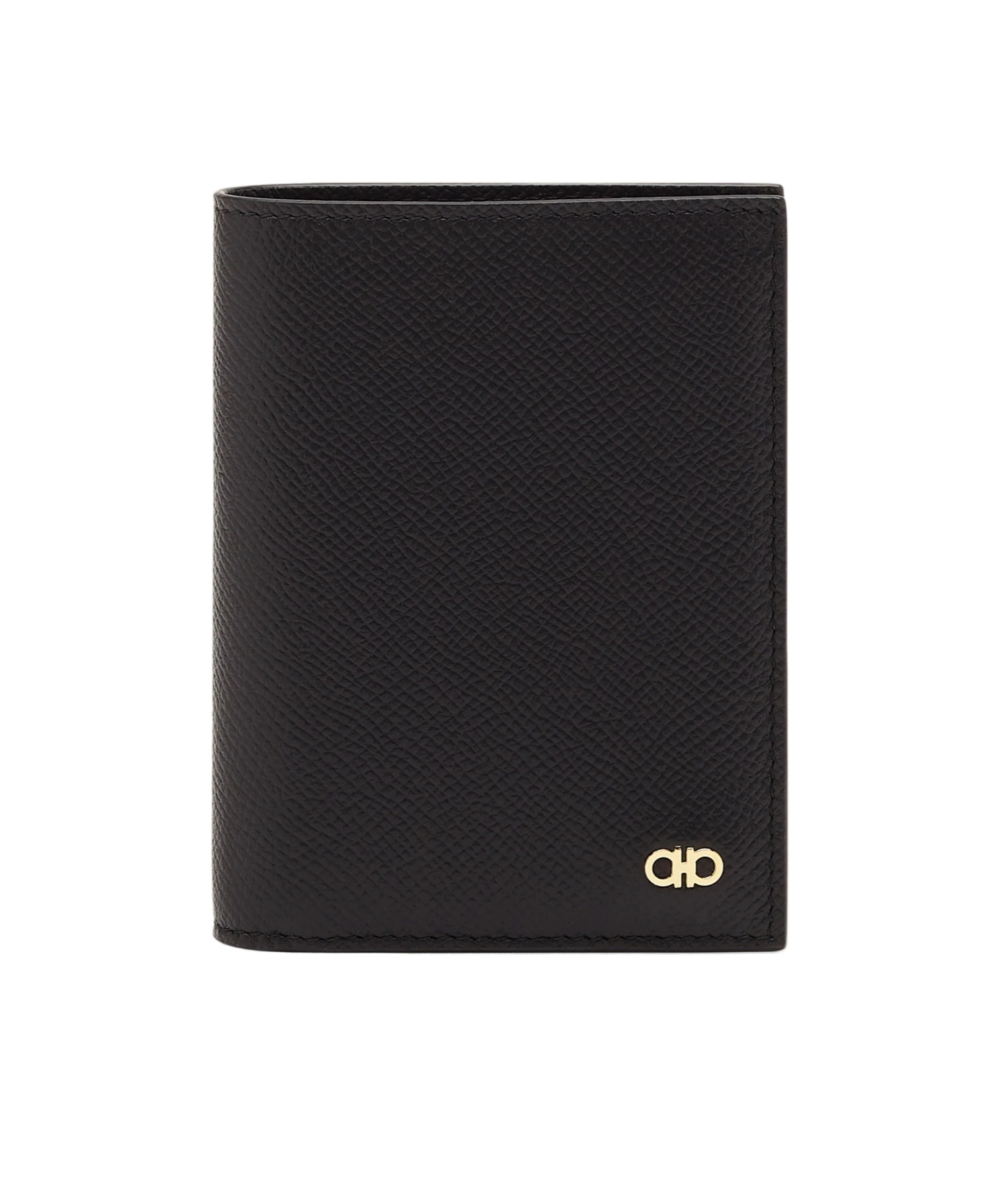 Shop Ferragamo Gancini Compact Wallet In Black