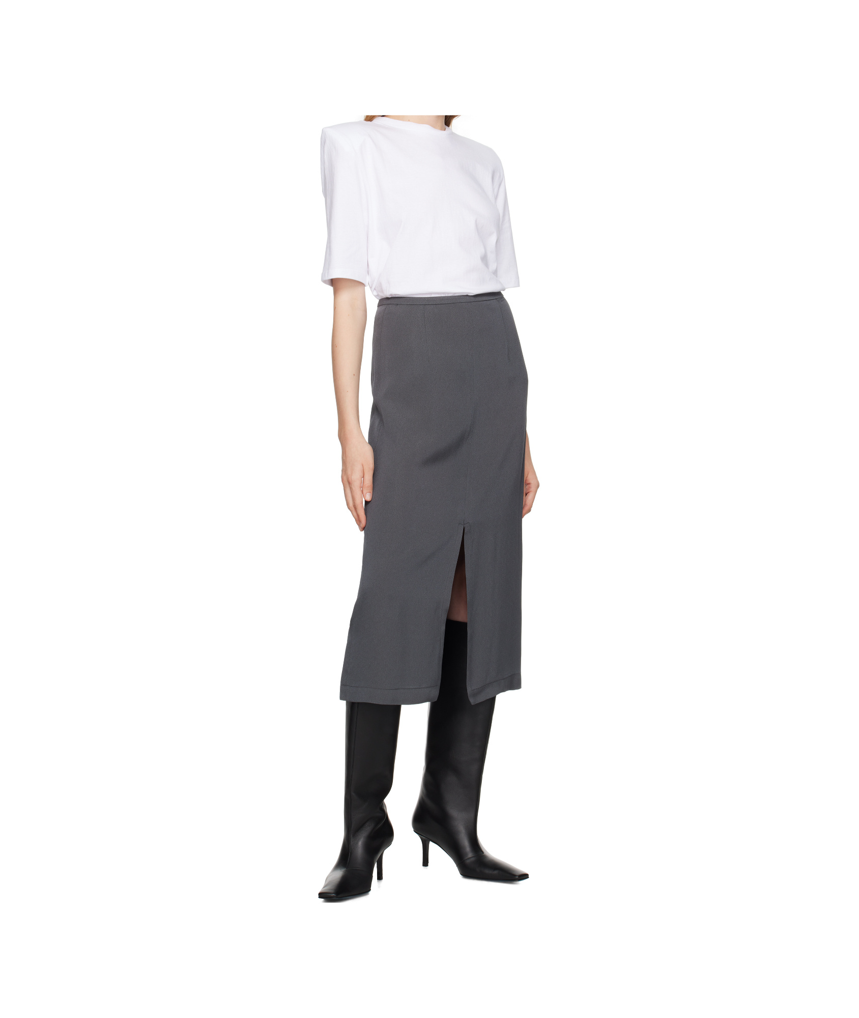 THE FRANKIE SHOP GRAY JUDY MIDI SKIRT 