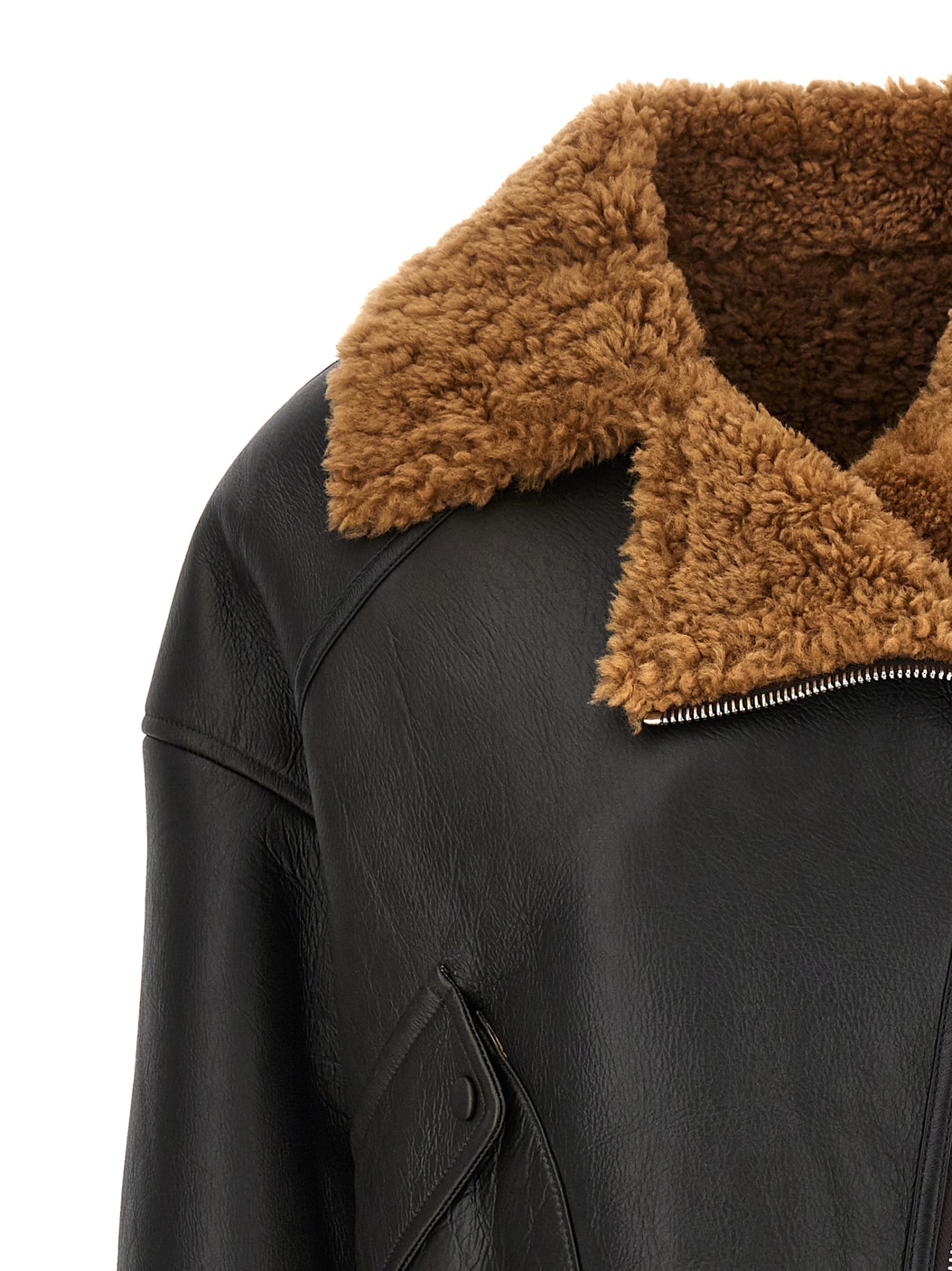 Shop Yves Salomon Zip-up Leather Jacket In Black