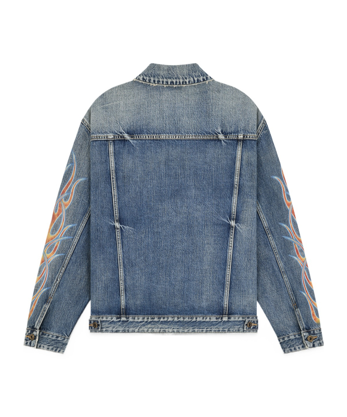 We11 Done Flame Micro-label Denim Jacket In Blue