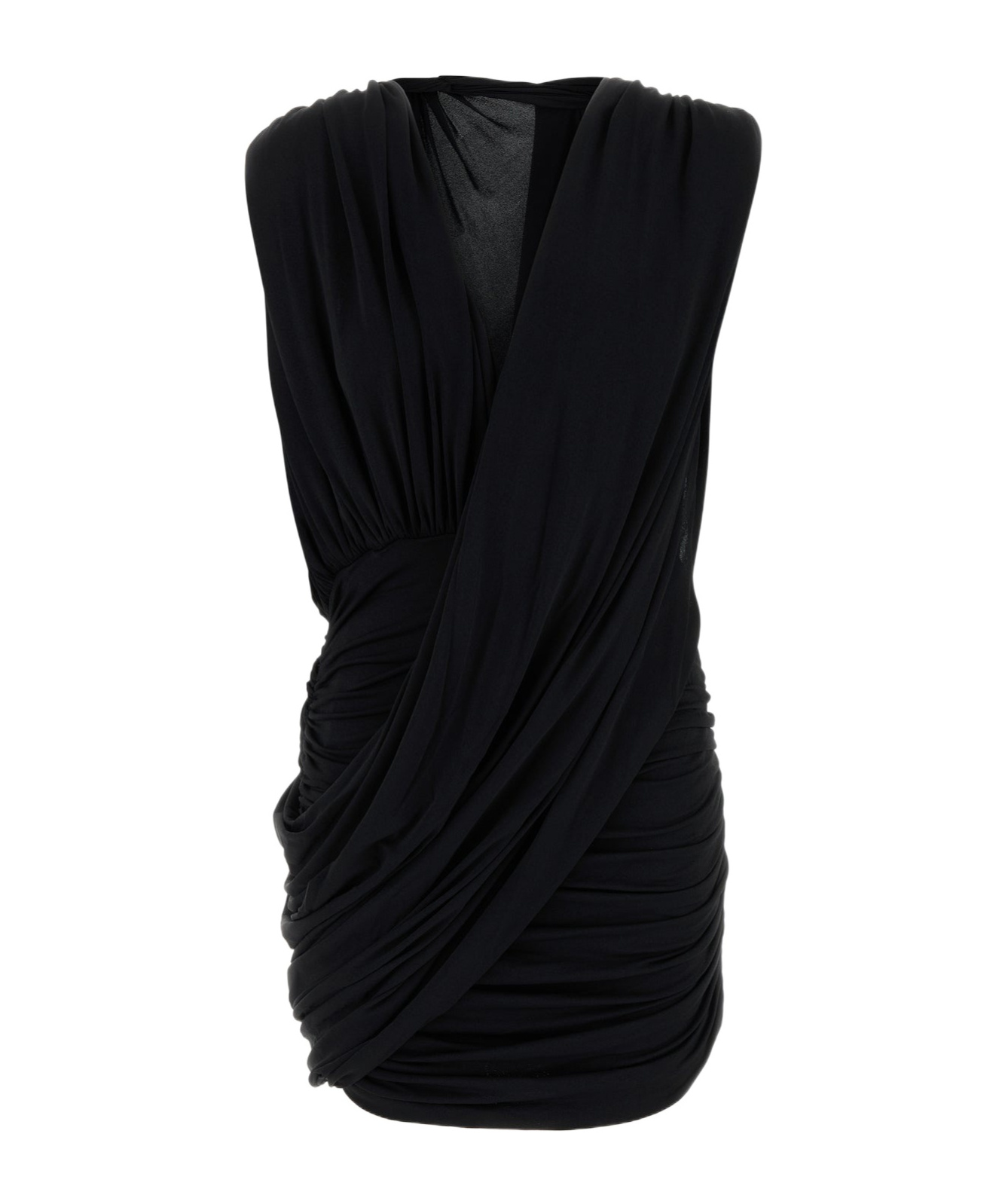 Magda Butrym Mini Dress Draped Design Ruched Detailing Sleeveless In Black