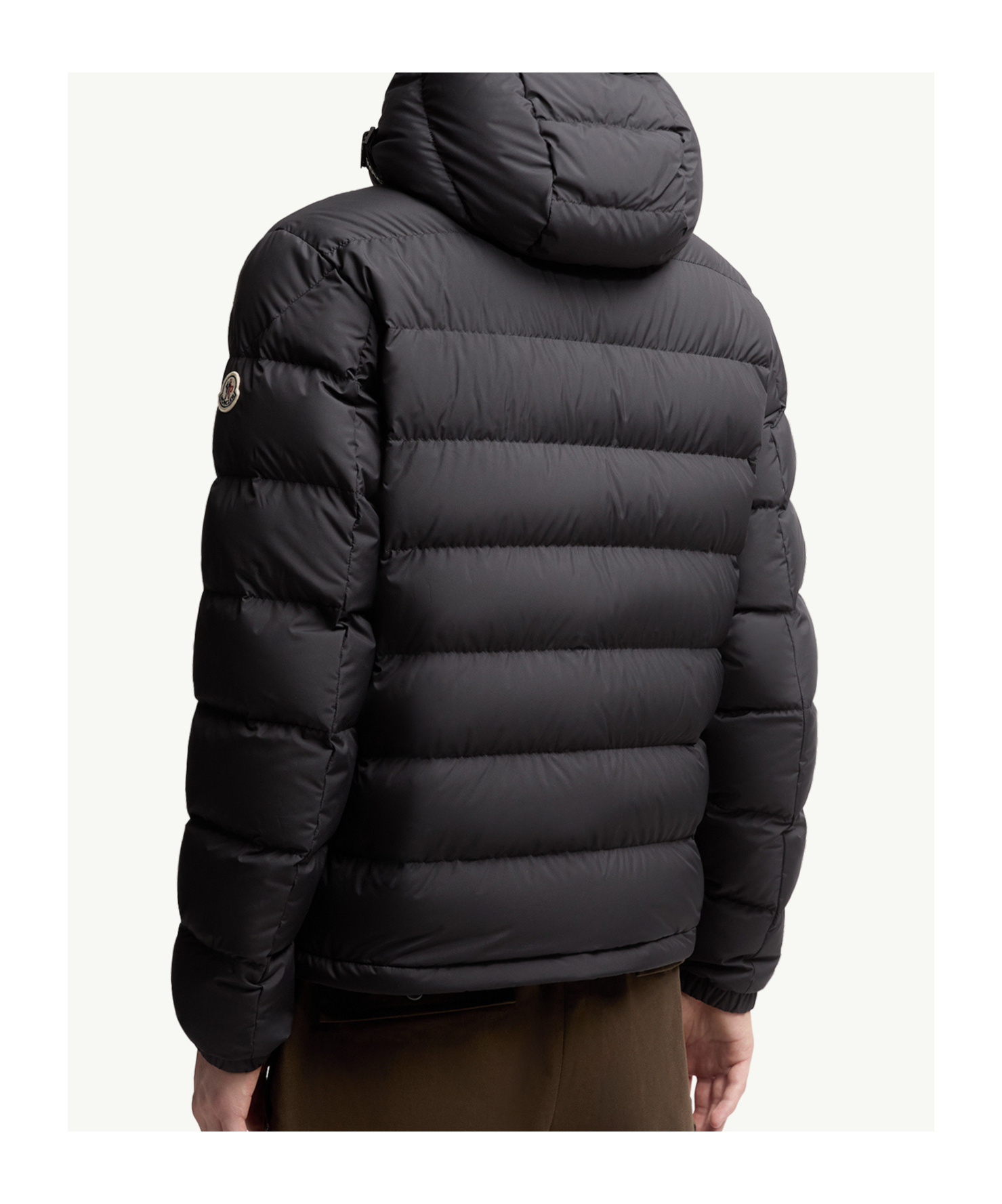 Moncler Hooded Down Jacket Featuring Elastic Cuffs In Black