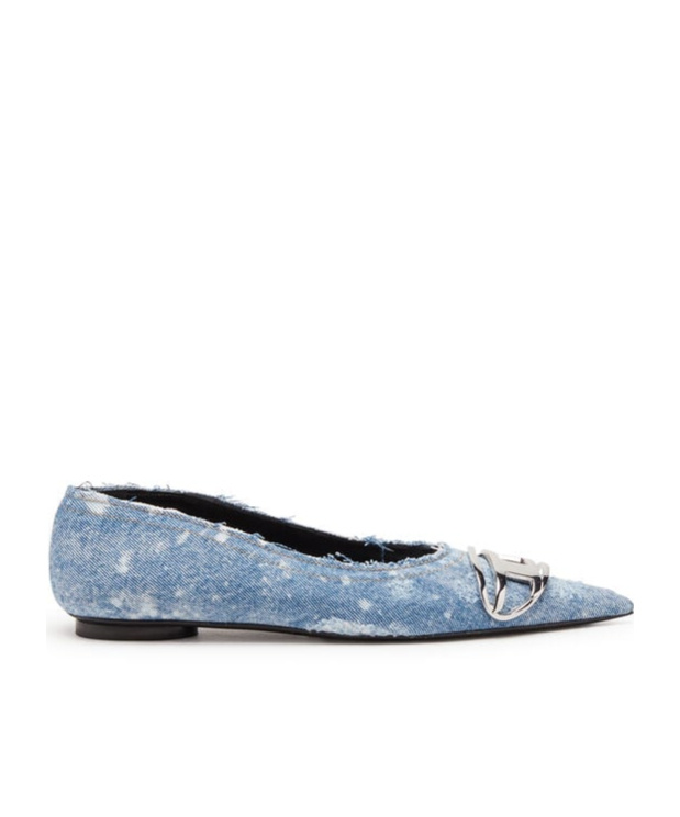 Diesel Blue D-venus Denim Ballerina Flats In Blue